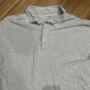 Faherty Indigo Polo Shirt Short Sleeve Blue Stripe Men Size 2XL